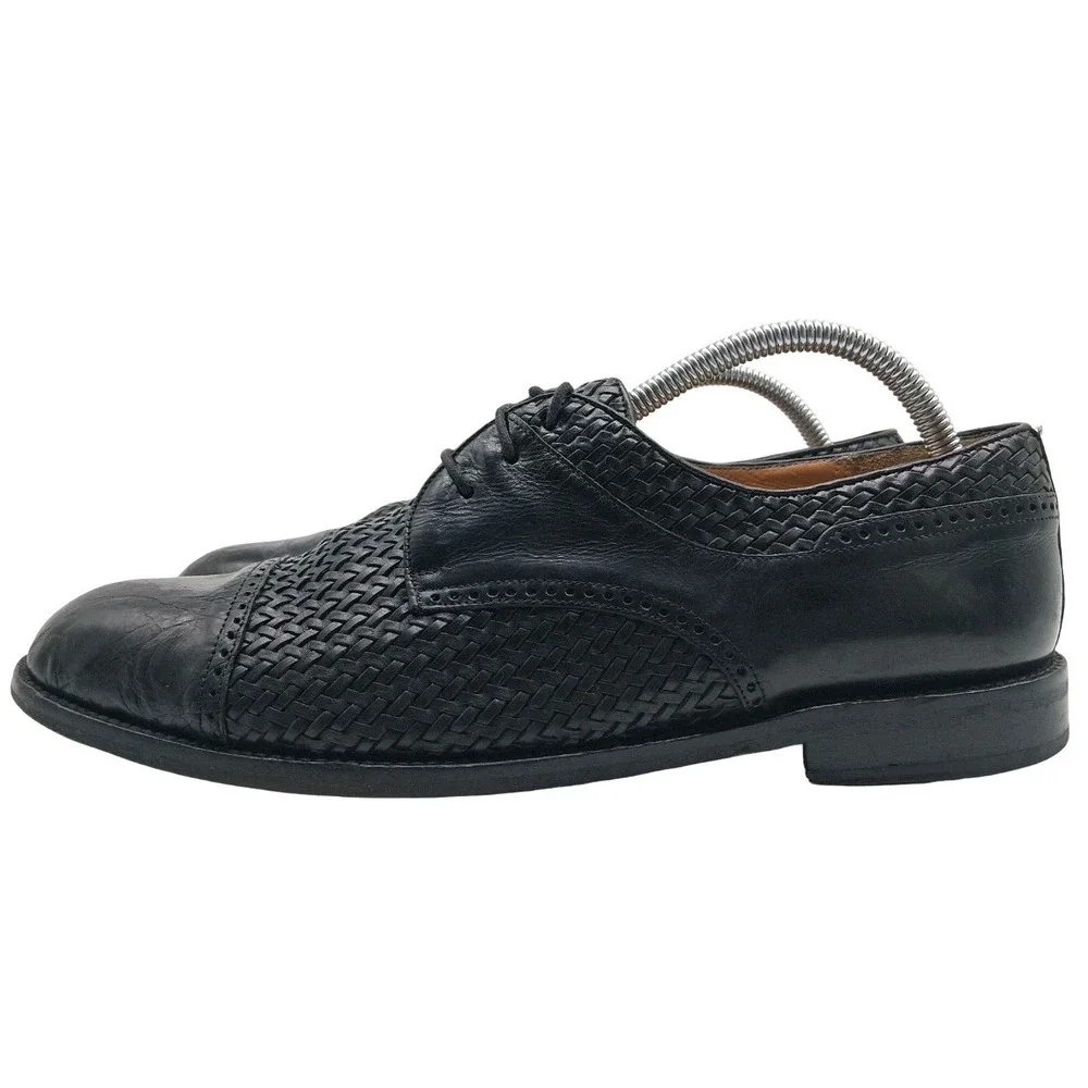 Mezlan Shoes Mens Size 9.5 Black Crocodile Woven Salinas Cap Toe Derby Dress